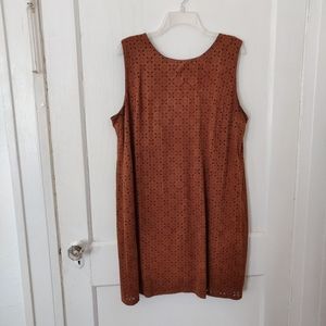Brown Lasercut Shift Dress